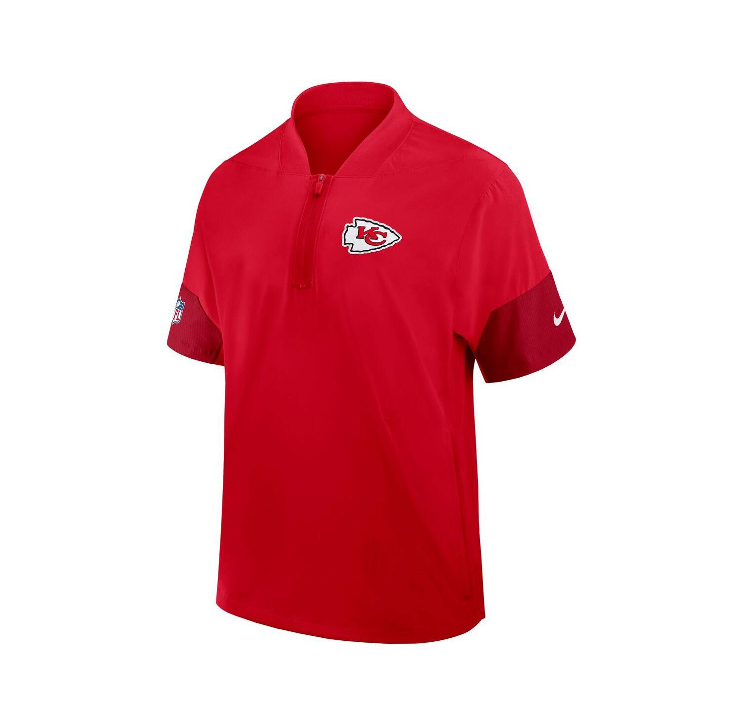 Men's Red Kansas City Chiefs Sideline Short Sleeve Quarter-Zip Performance Coach Jacket