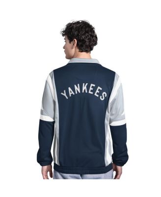 Men's Navy/Gray New York Yankees Contender Tricot Full-Zip Track Jacket