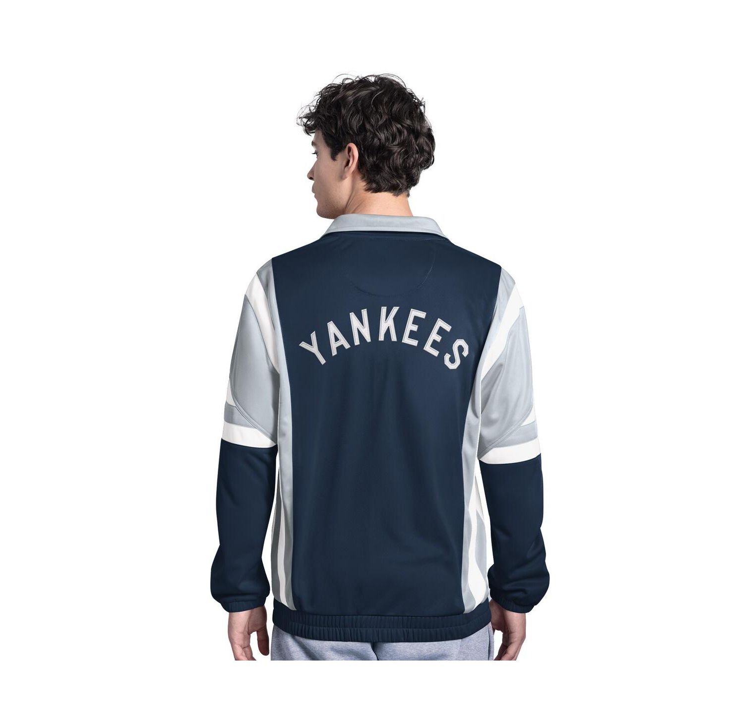 Men's Navy/Gray New York Yankees Contender Tricot Full-Zip Track Jacket