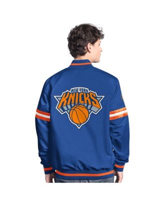 Men's Blue/Orange New York Knicks Scout Full Snap Varsity Jacket