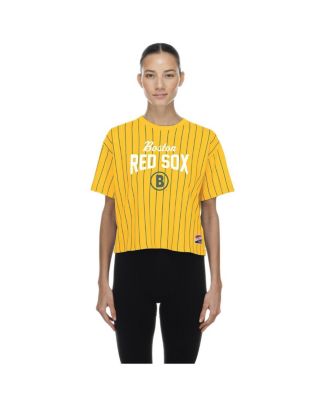 Women's Yellow Boston Red Sox 2025 City Connect Pinstripe T-Shirt