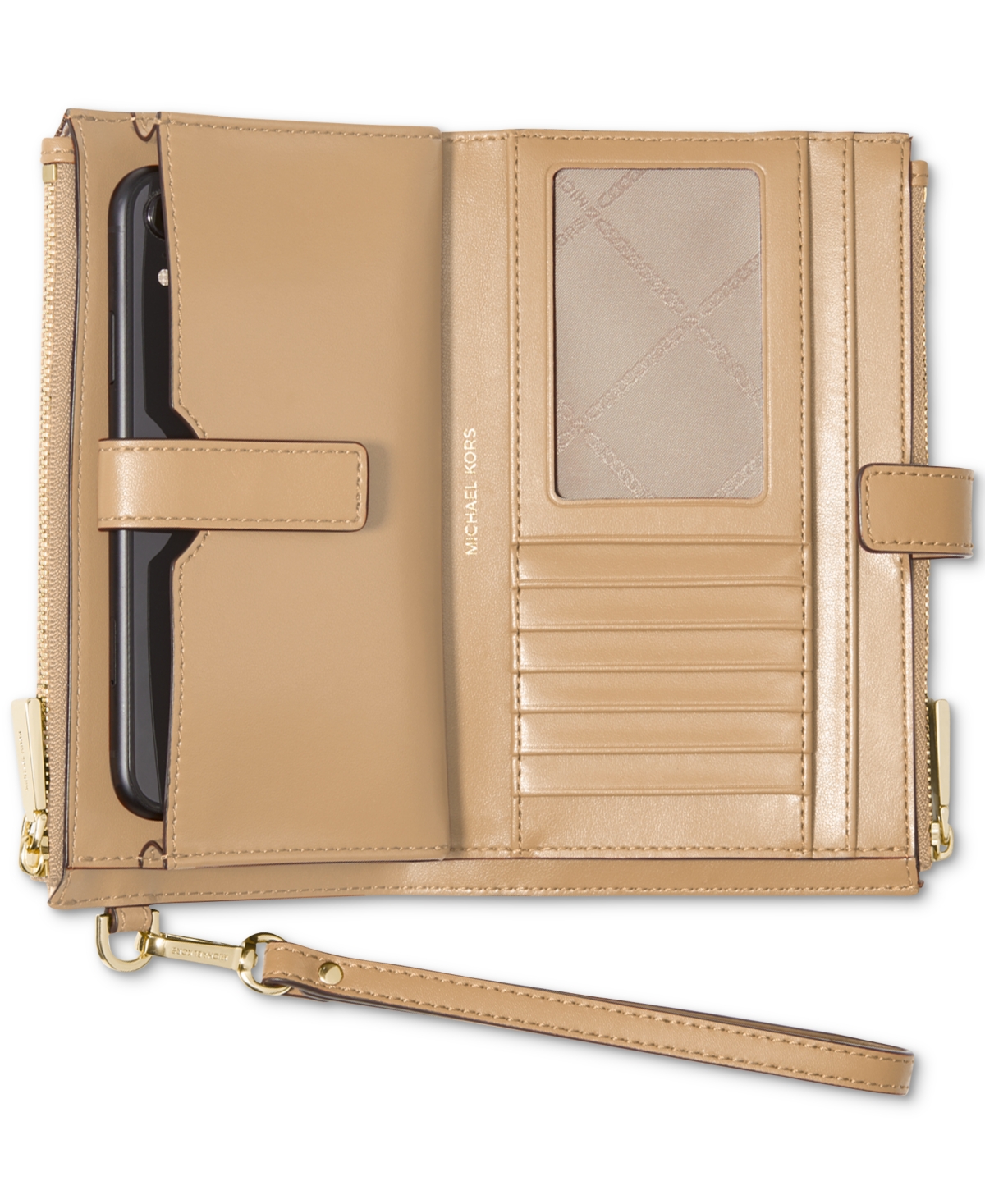 Michael Kors Michael  Jet Set Double Zip Wristlet In Brown