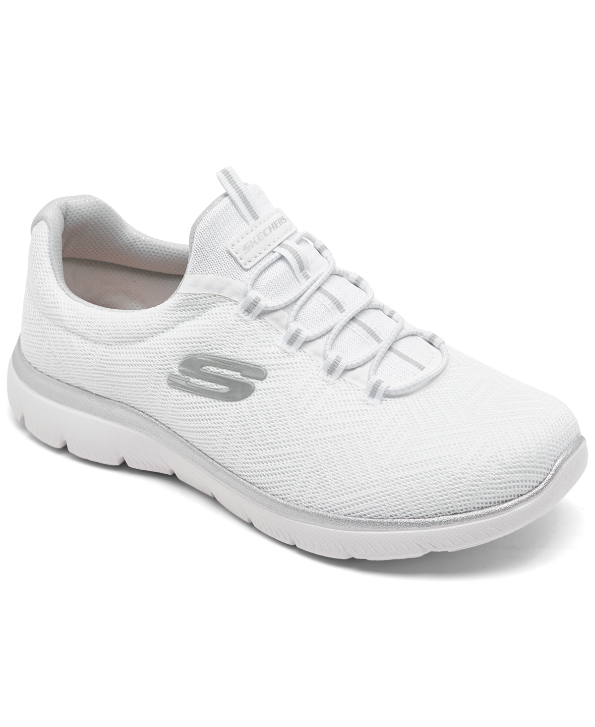 Women's Summit-Artistry Chic Wide Casual Sneakers from Finish Line - White, Silver