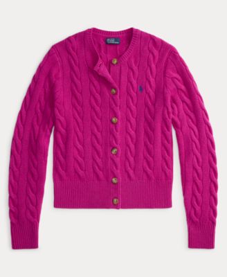 Women's Cable-Knit Wool-Cashmere Cardigan Sweater