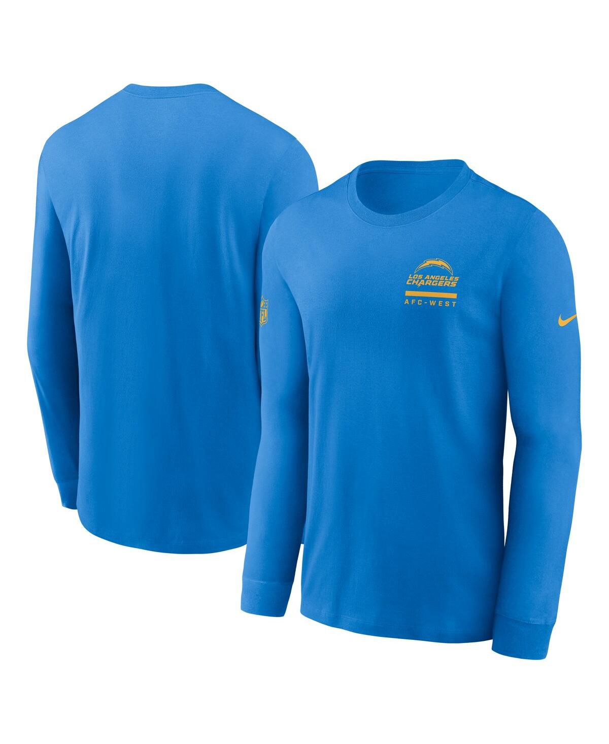 Мужская темно-синяя футболка с длинным рукавом Los Angeles Chargers Sideline Performance