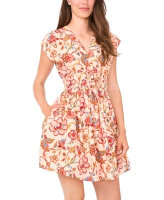 Women's Cotton Short-Sleeve V-Neck Dress