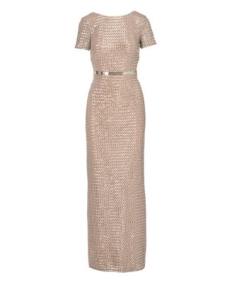 Adrianna Papell Women's Beaded Mesh Column Dress