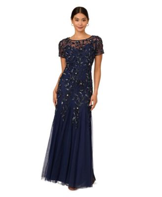 Adrianna Papell - Plus Size Floral-Beaded Gown