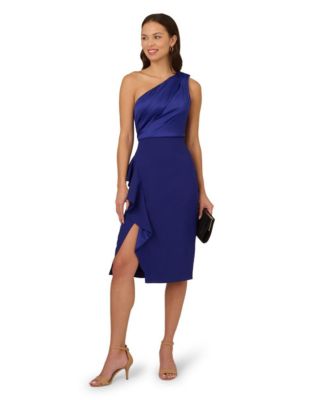 Adrianna Papell - Women's One-Shoulder Satin Sheath Dress