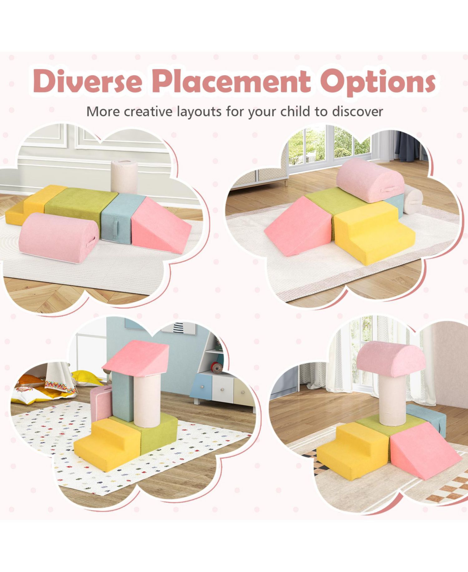 Kids 6-Piece Climbing Blocks with 30D High-Density Foam and Carrying Handles