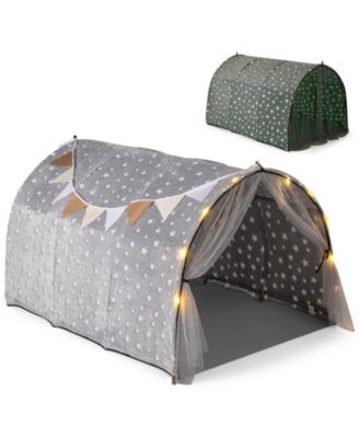 Kids Dream Bed Tent Twin Bunk Bed with Glow in the Dark Stars and Lights