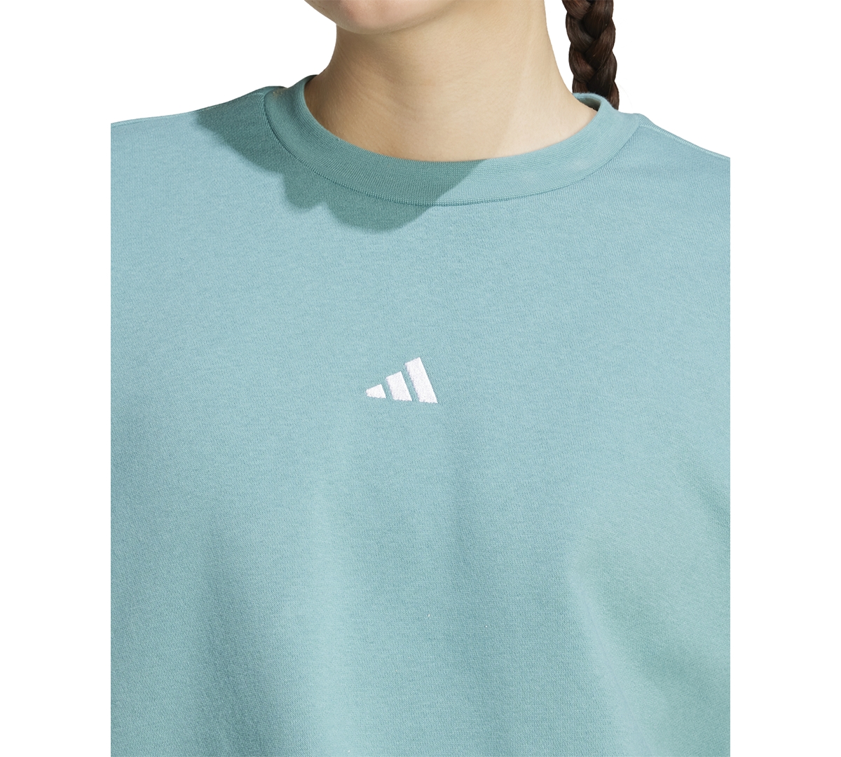 Adidas Originals Women's Essentials Crewneck Small-logo Sweatshirt In Blue