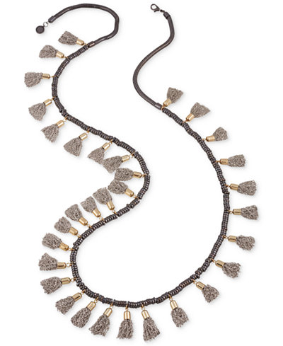 French Connection Tri-Tone Extra Long Multi-Tassel Necklace