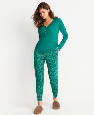 Women's Long-Sleeve Ribbed Henley Sleep Top XS-3X, Created for Macy's