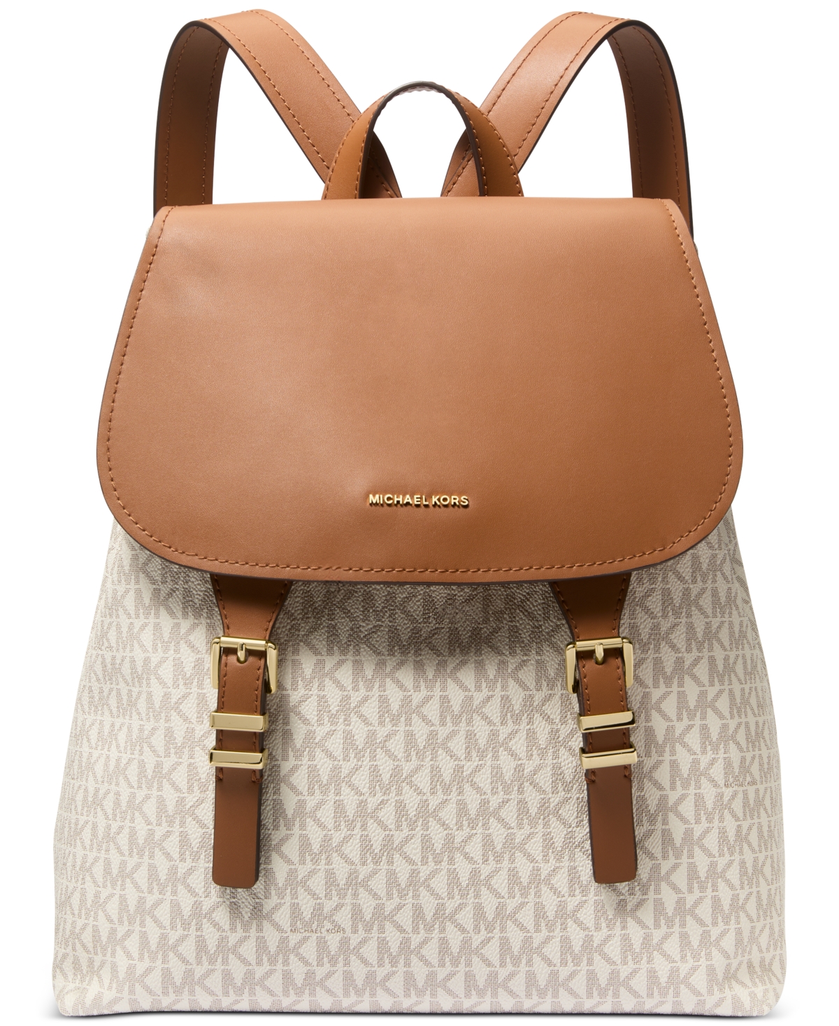 Michael Michael Kors Quinn Small Logo Flap Backpack - Brown/acorn