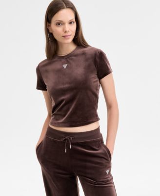 GUESS - Women's Couture Short-Sleeve Velour T-Shirt