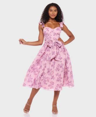 Juniors' Cotton Voile Printed Midi Dress