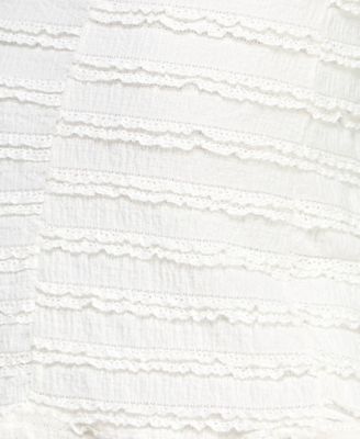 Juniors' Stretch Lace Ruffled Short Sheath Dress