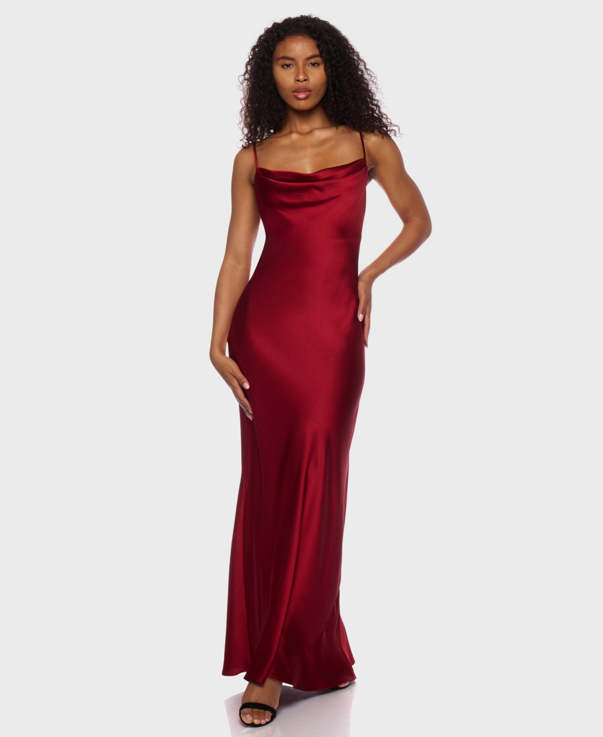 Juniors' Sleeveless Satin Maxi Dress - Dark Red