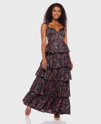 B Darlin - Juniors' Sleeveless Satin Maxi Dress