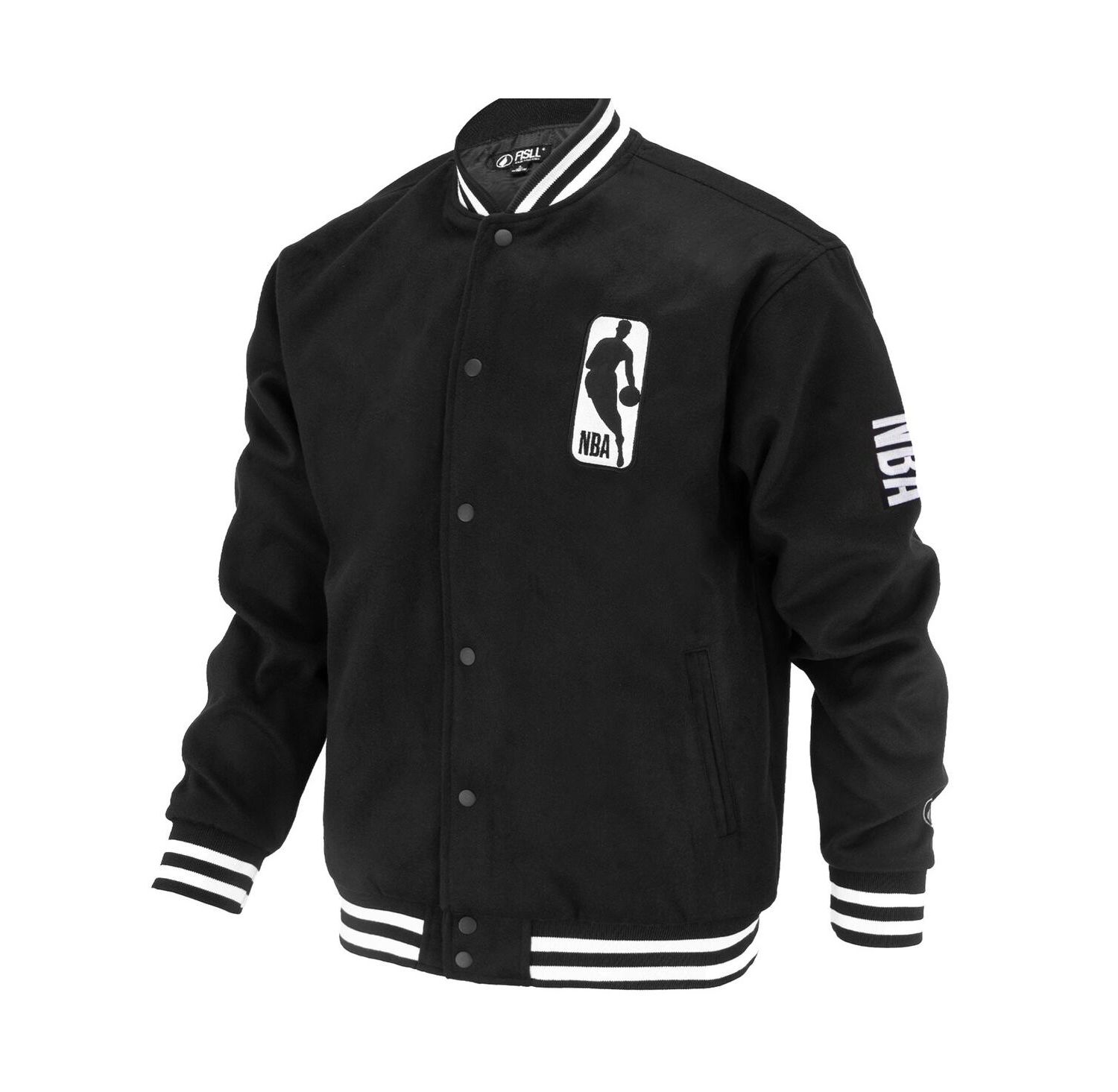 Men's and Women's Black NBA Logoman Shadow Collection Full-Snap Varsity Jacket