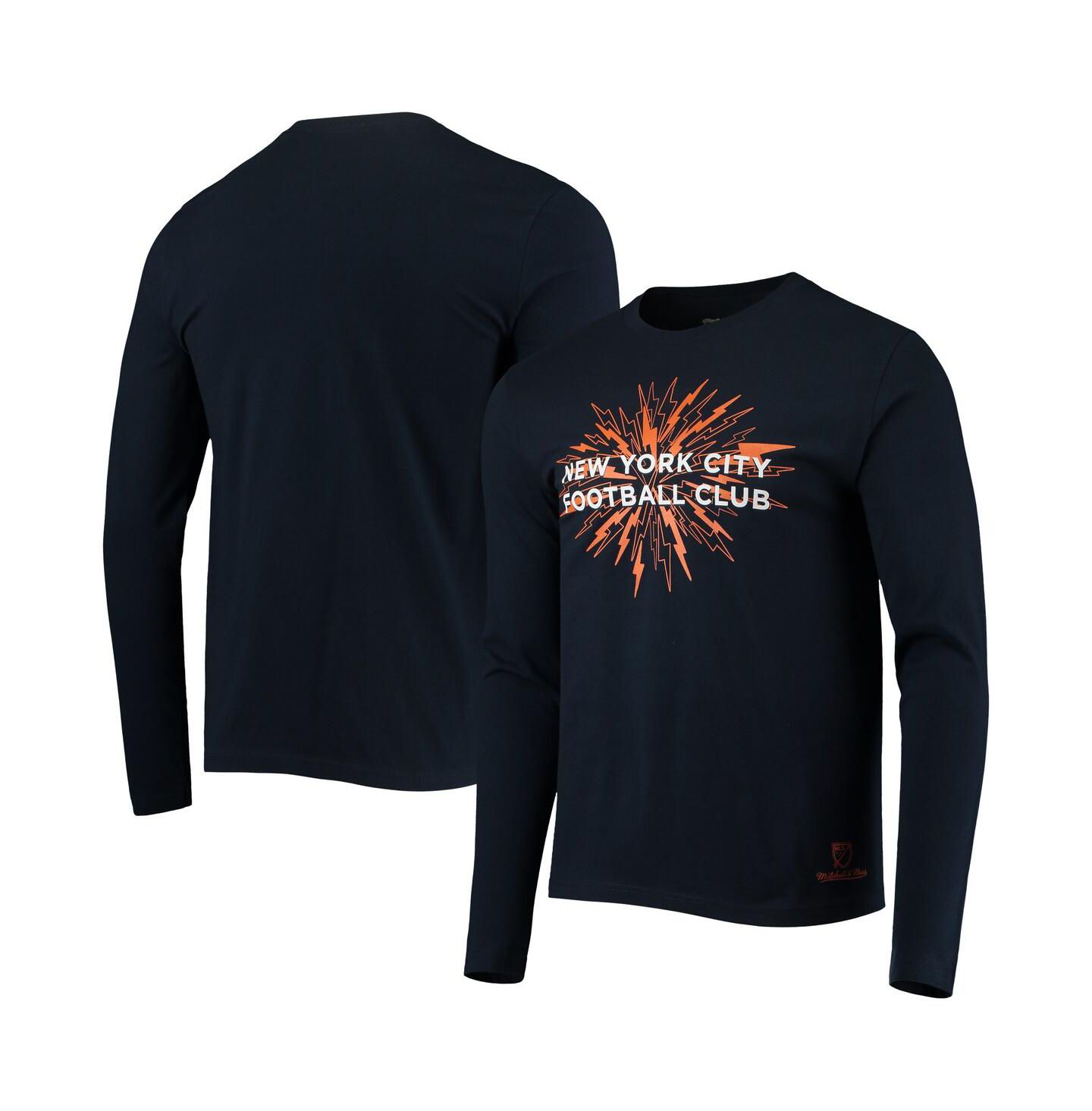 Мужская футболка Mitchell & Ness Navy New York City FC For The City Long Sleeve — фото 1