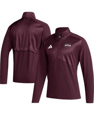 adidas - Men's Maroon Mississippi State Bulldogs Sideline AEROREADY Raglan Sleeve Quarter-Zip Jacket