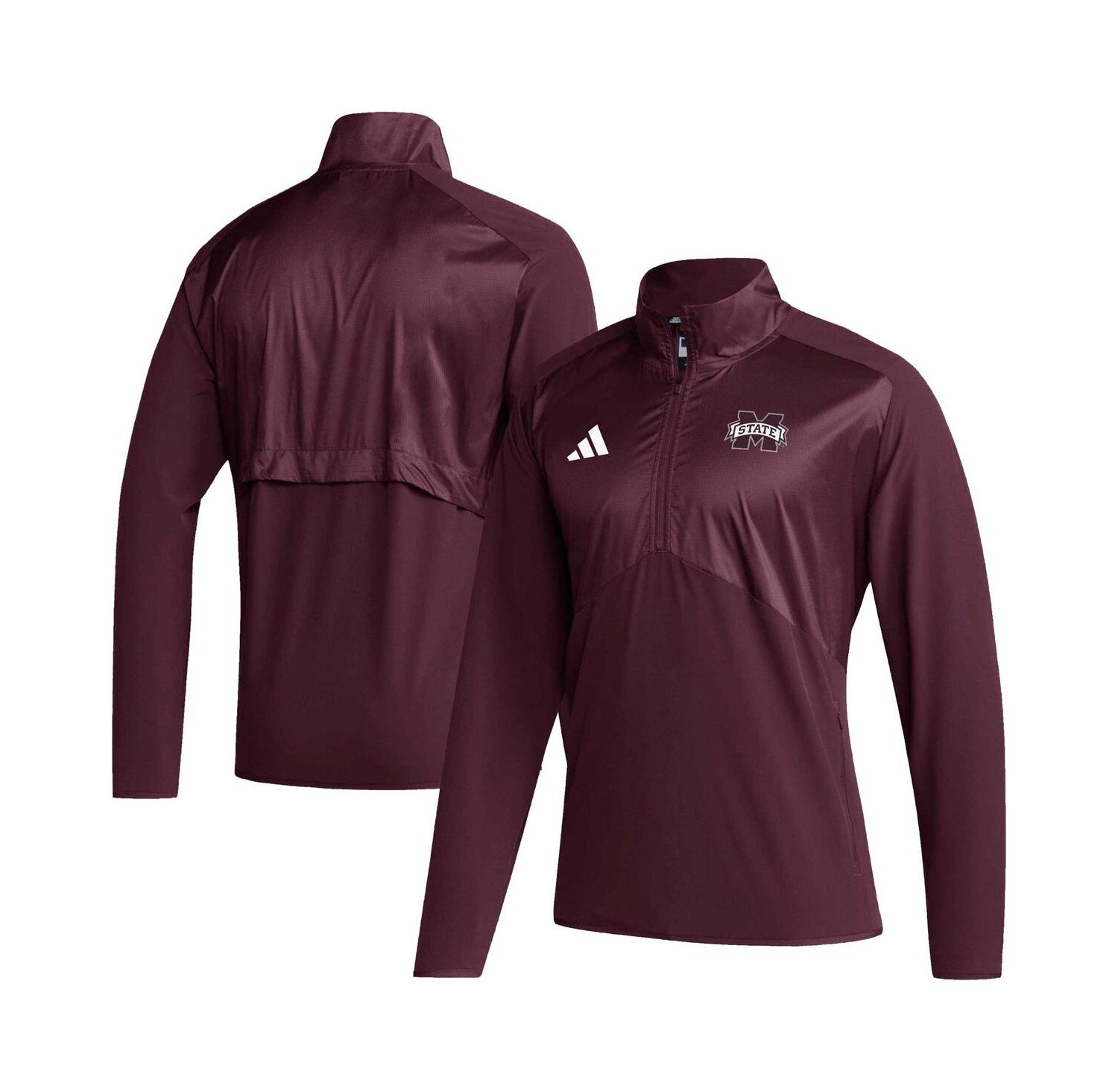 Men's Maroon Mississippi State Bulldogs Sideline AEROREADY Raglan Sleeve Quarter-Zip Jacket
