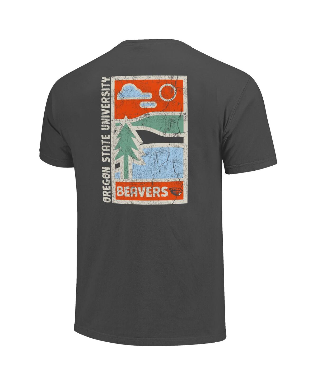 Image One Men's Graphite Oregon State Beavers Comfort Colors Minimal Vista Distressed Graphics T-shirt In Gray