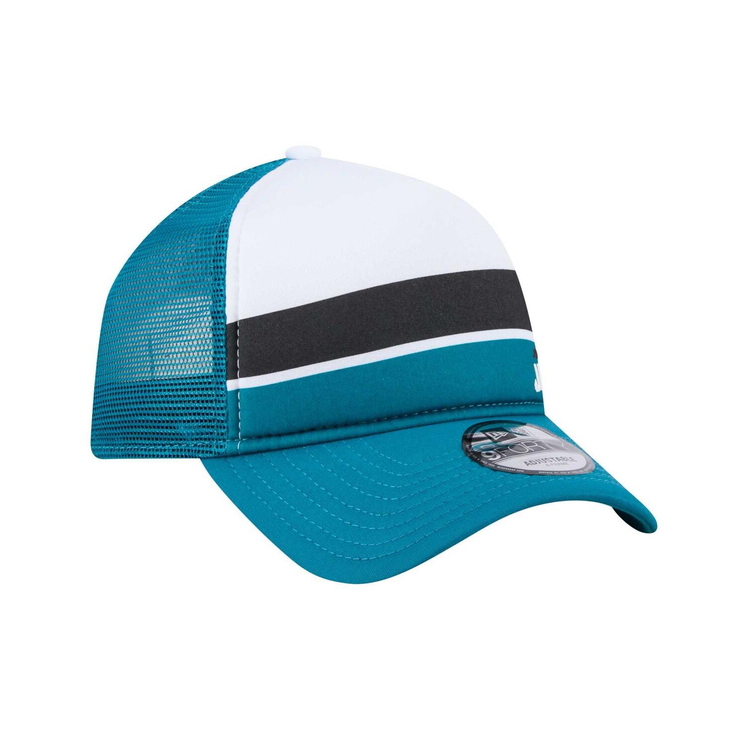 Men's White/Teal Jacksonville Jaguars Color Block 9FORTY A-Frame Trucker Adjustable Hat