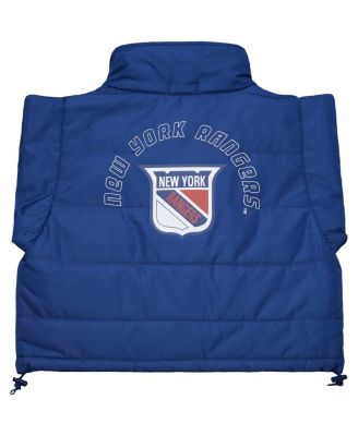 Women's Blue New York Rangers Cropped Full-Zip Puffer Vest