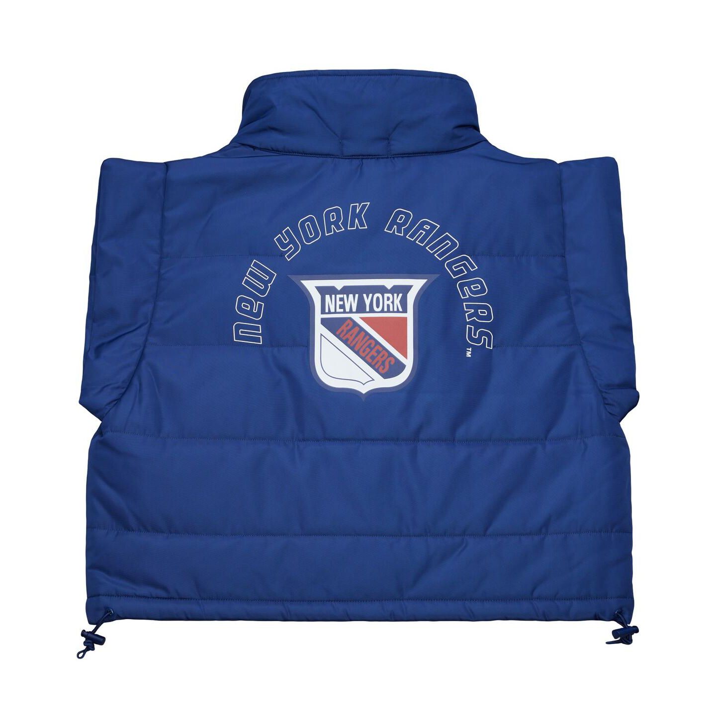 Женский жилет Mitchell & Ness Blue New York Rangers Cropped Full-Zip Puffer Vest — фото 3