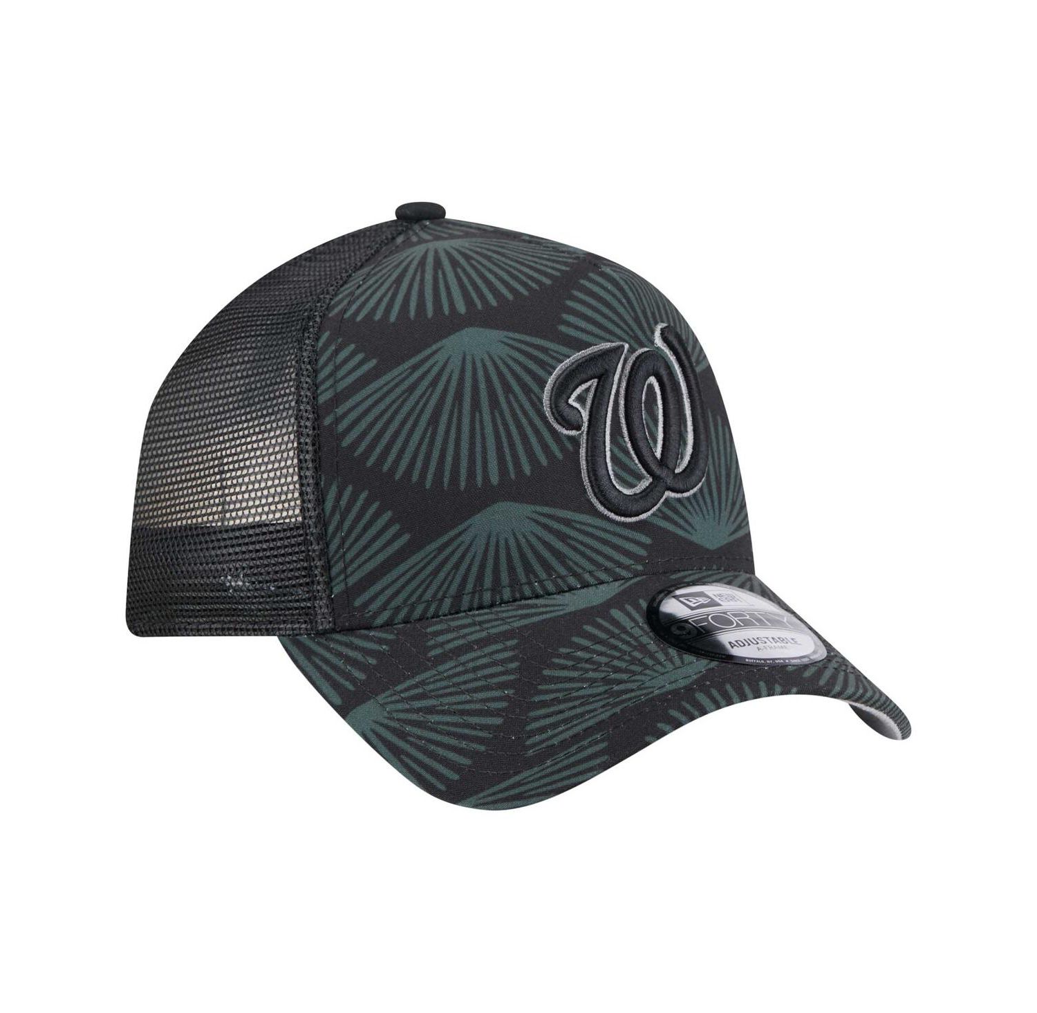 Men's Black Washington Nationals 9FORTY A-Frame Trucker Adjustable Hat