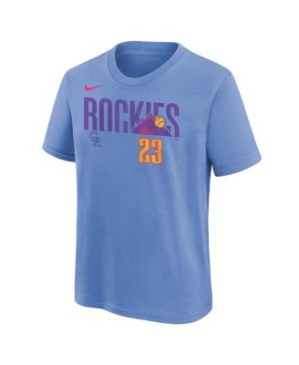 Big Boys and Girls Kris Bryant Light Blue Colorado Rockies Fuse City Connect Name Number T-Shirt