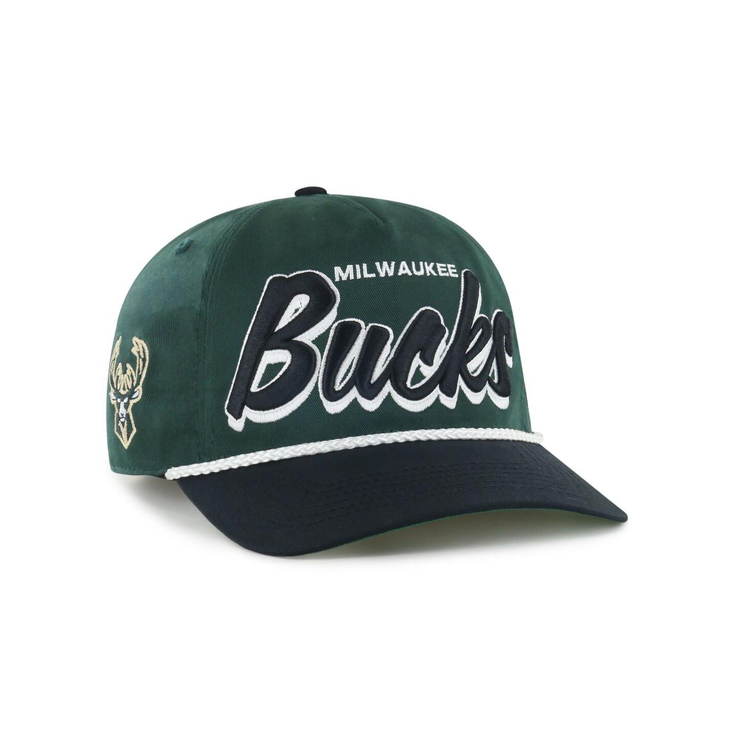 Мужская кепка '47 Brand Hunter Green/Black Milwaukee Bucks Drop Shadow Rope Hitch Adjustable Hat — фото 1