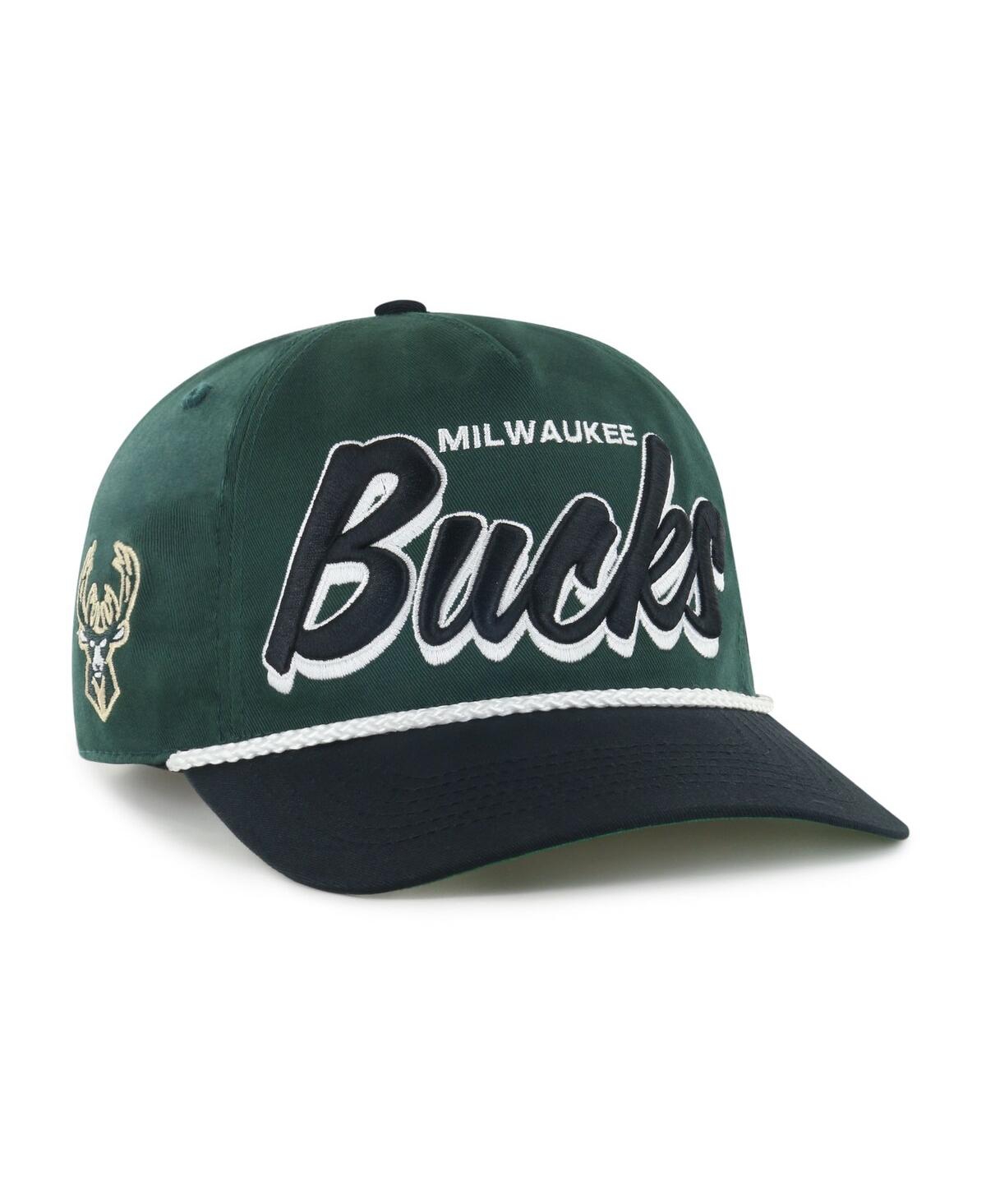 '47 Men's Hunter Green/Black Milwaukee Bucks Drop shadow Rope Hitch Adjustable Hat - Hunter Green, Black