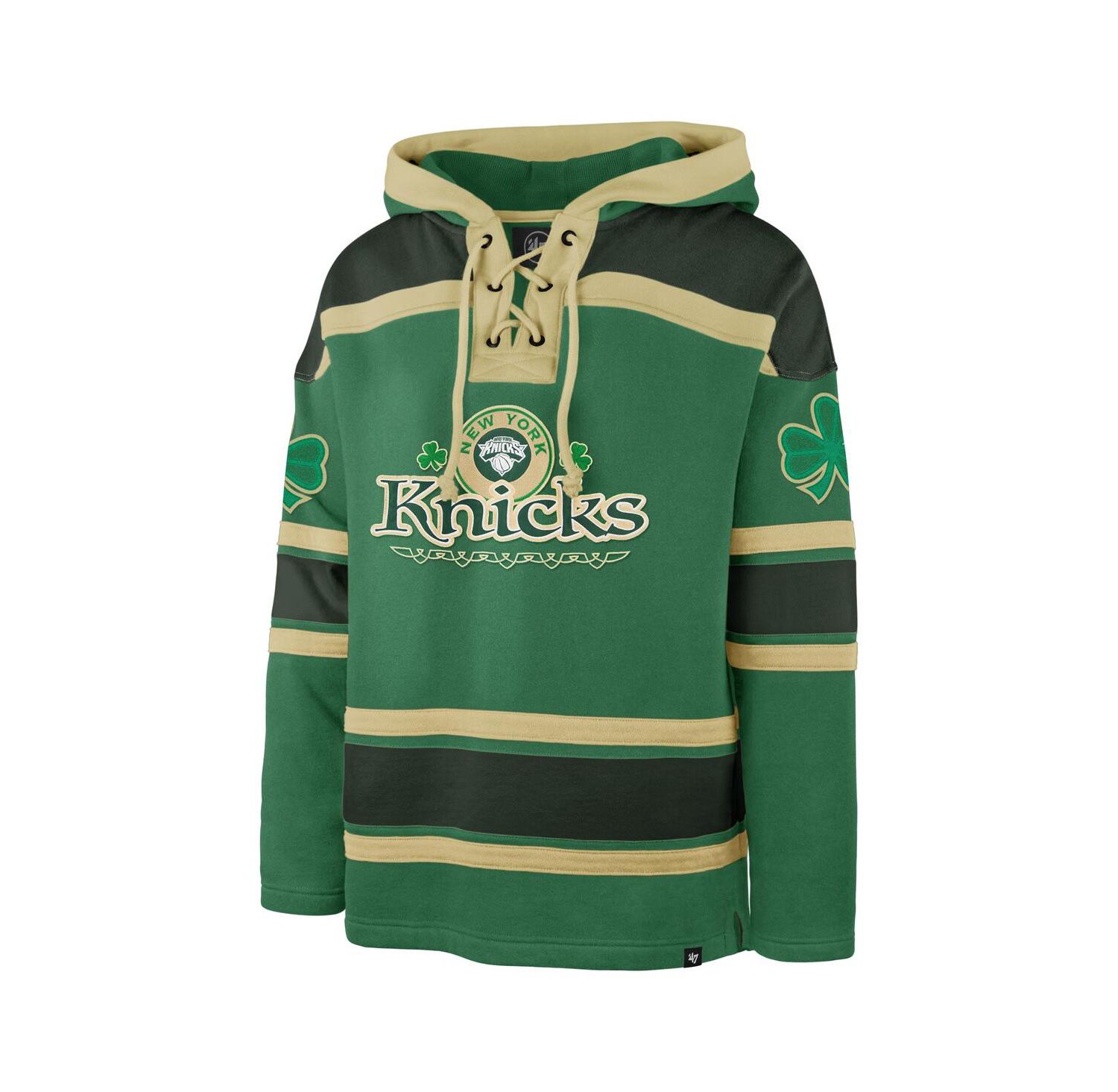 Men's Kelly Green New York Knicks McLucky Superior Lace-Up Pullover Hoodie
