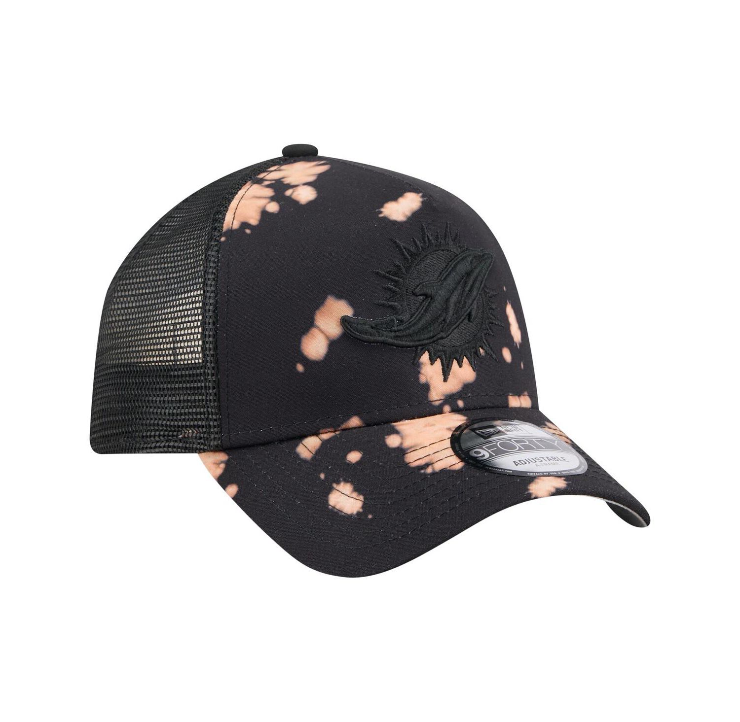 Men's Black Miami Dolphins Bleached 9FORTY A-Frame Adjustable Hat