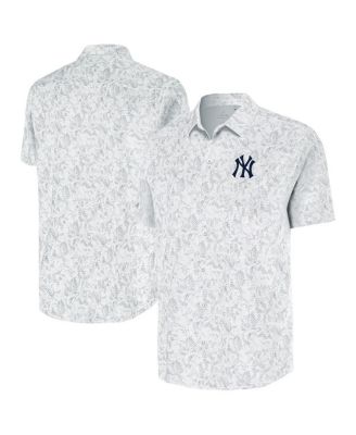 Antigua - Men's White New York Yankees Lush Button-Up Shirt