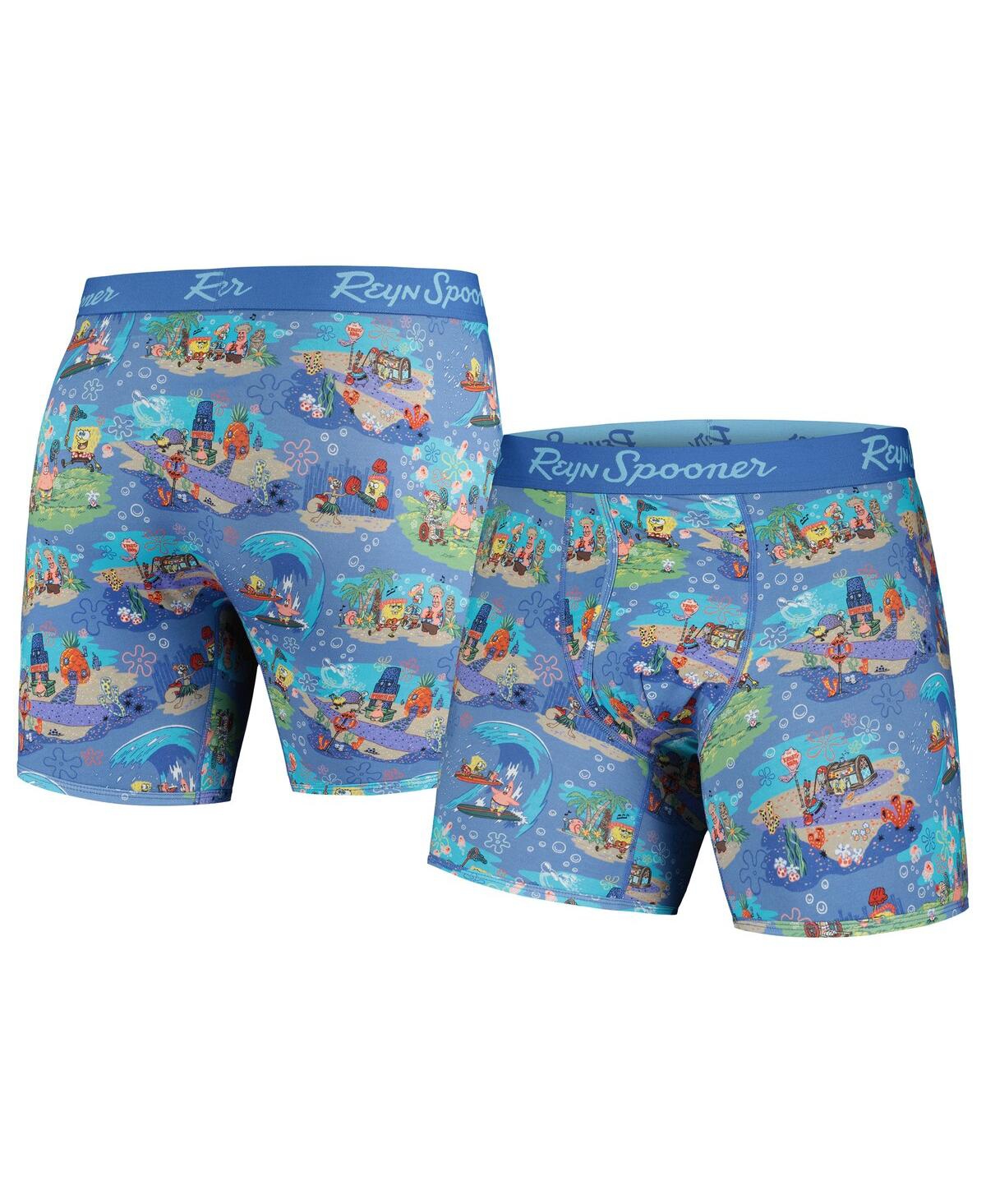 Men's Blue SpongeBob SquarePants Aloha From Bikini Bottom Boxer Briefs - Blue