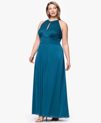 Plus Size Lace Long Halter Dress