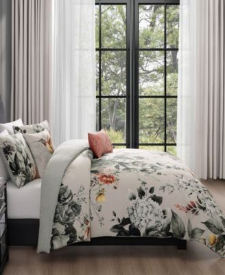 Vintage Bloom Bedding 100% Cotton Sateen 5 Piece Queen Size Reversible Comforter Set