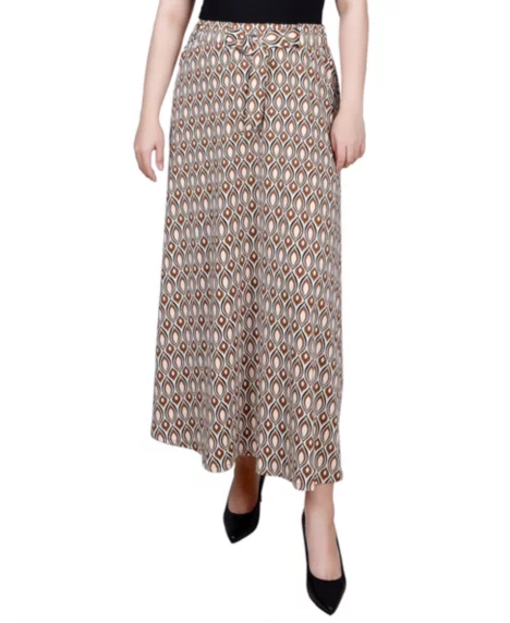 Petite Ring Midi-Length Skirt - Tan Black