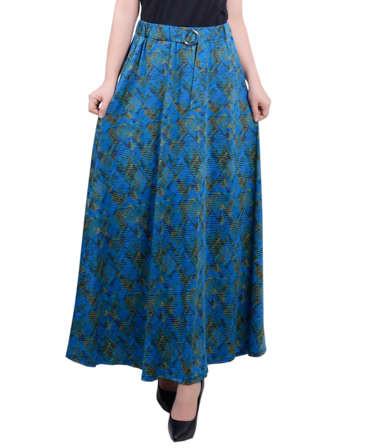 Petite Ring Midi-Length Skirt - Tan Black