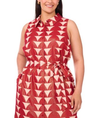 Plus Size Collared Sleeveless Maxi Dress