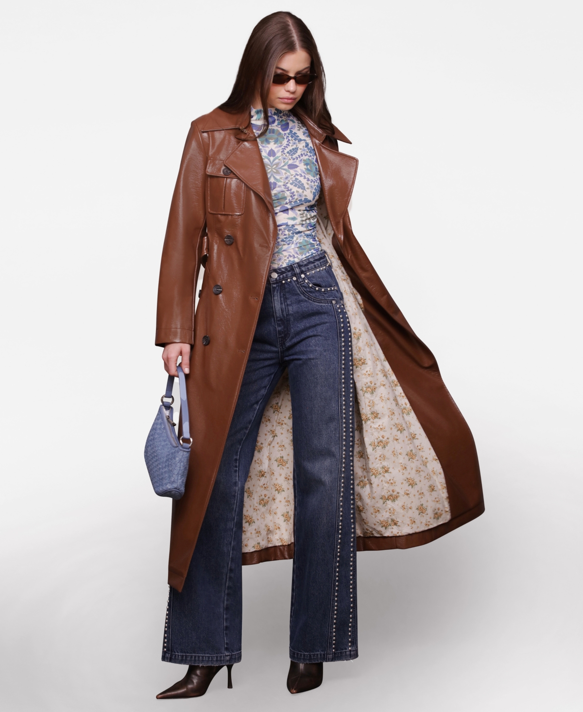 Avec Les Filles Women's Belted Faux-Leather Trench Coat
