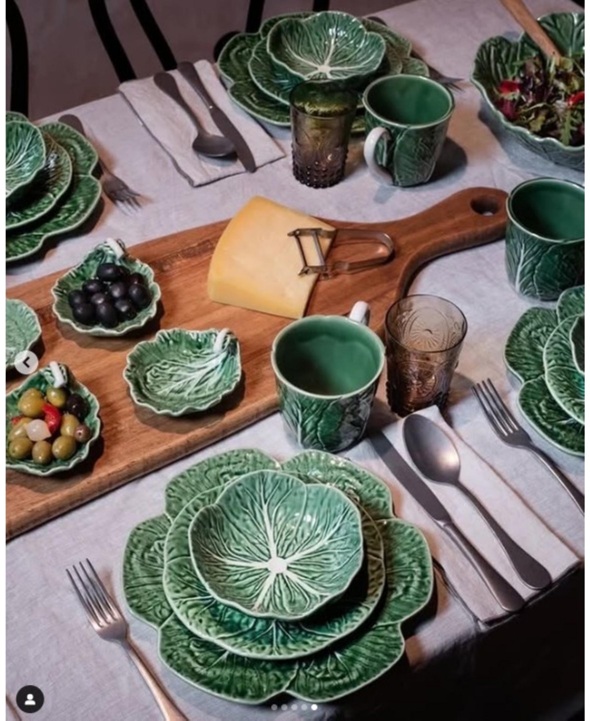 Bordallo Pinheiro Cabbage Dinner Plates, Set Of 4 In Green