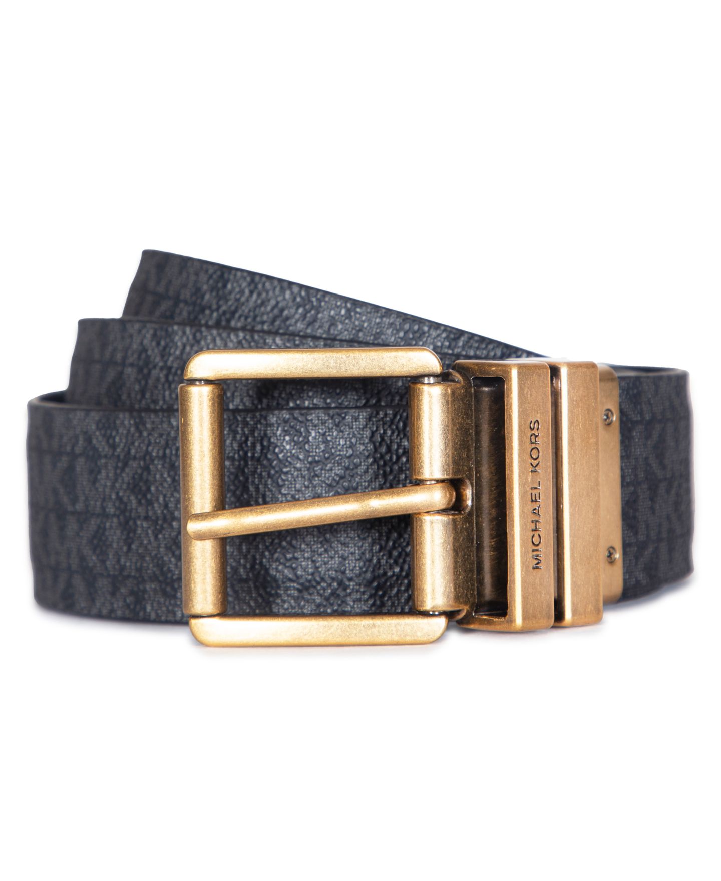 Женский ремень Michael Kors Micheal Kors Flattened Edge Reversible, цвет: Чёрный / Золотой — фото 4