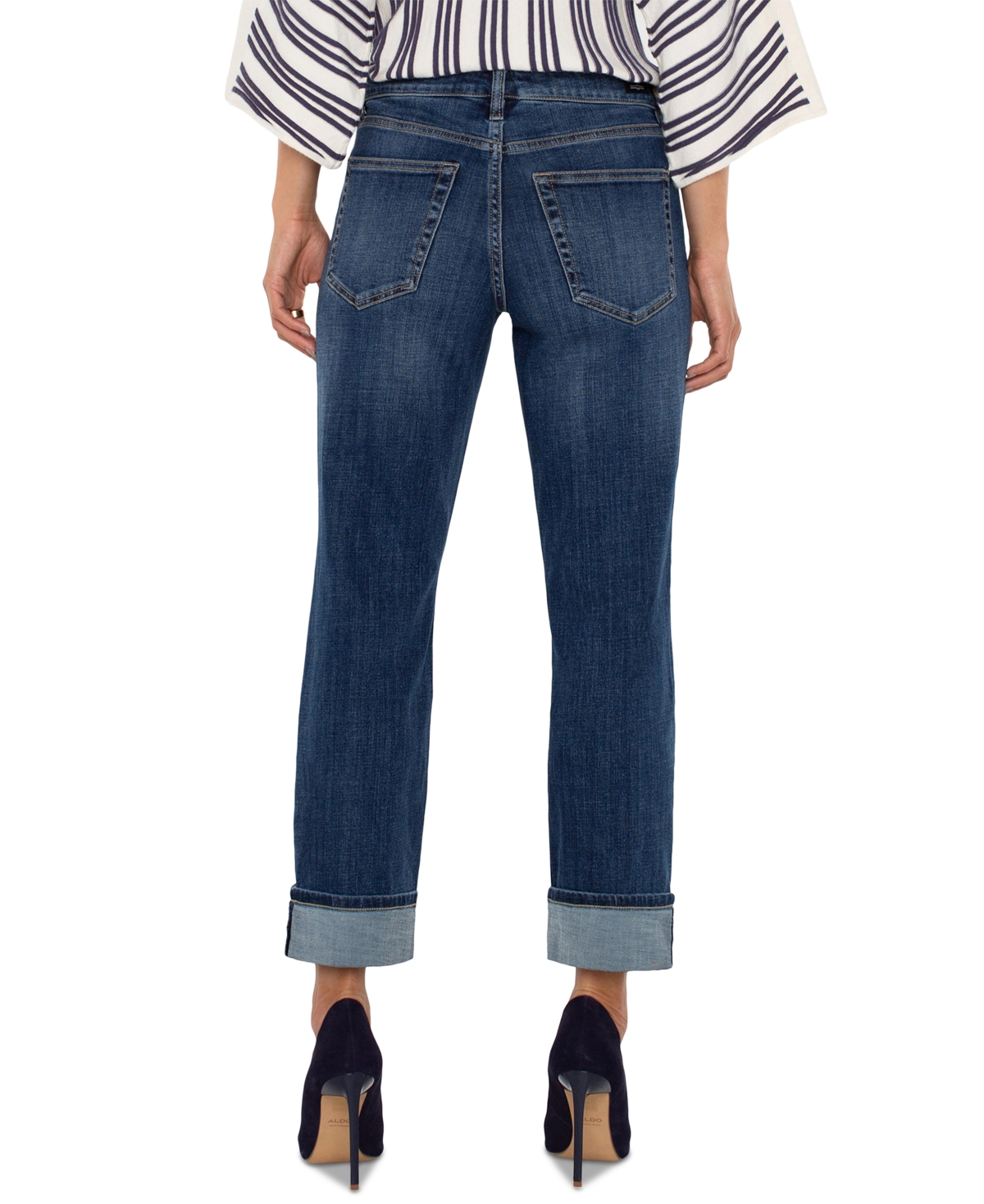 Liverpool Los Angeles Petite Marley Cuffed Girlfriend Jeans In Blue
