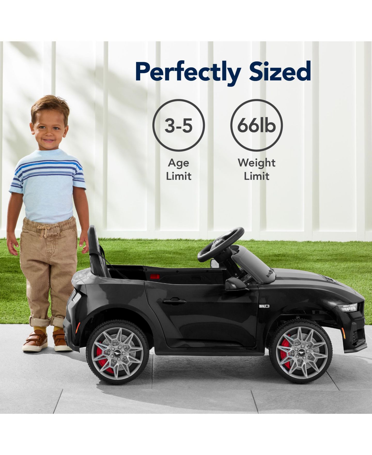 Детская игрушка Best Choice Products Ford Mustang 42"L Electric Ride-On Car with Remote Control & LED Lights, 66 lbs. Capacity, Ages 3+, цвет: Чёрный — фото 5